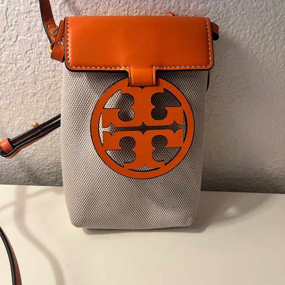 Tory Burch Handbags - Tory Burch Orange and Gray Crossbody Bag